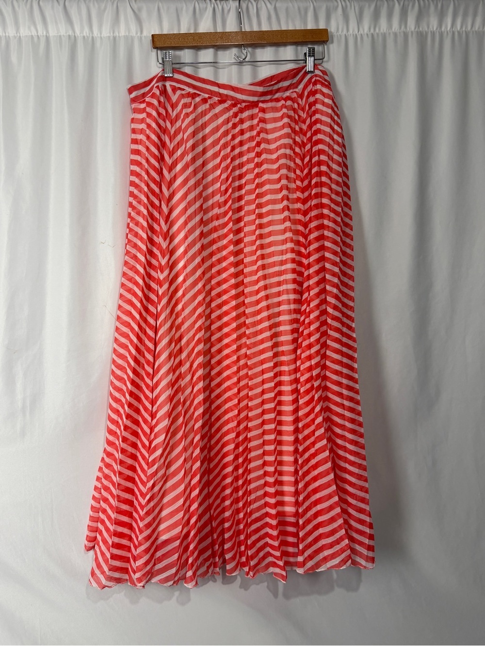 WD.NY Women’s Double-Layer Chiffon Maxi Skirt Coral White Sz 1X